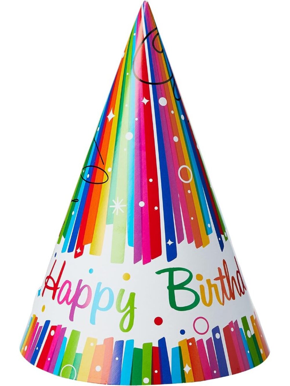 Multicolor Rainbow Ribbons Birthday Paper Party Hats Pack Of 8 - Vibrant Paper H